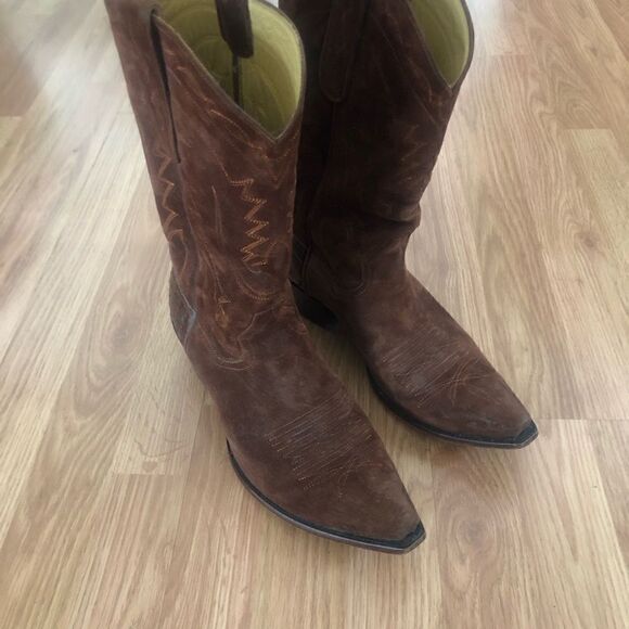 BACK AT THE RANCH El Rancho 12” Suede Leather/Ostrich Cowboy Boots - Picture 8 of 15